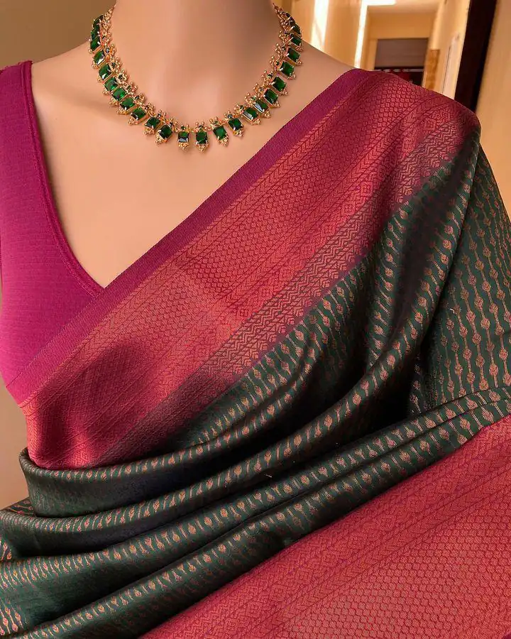 Green Lichi Silk Jacquard Border Lace Work Saree | Sarees, Bollywood Sarees, Creative Sarees, Designer Sarees, Embroidered Sarees, Ethnic Saree, Modern Digital sarees, Party Wear Sarees