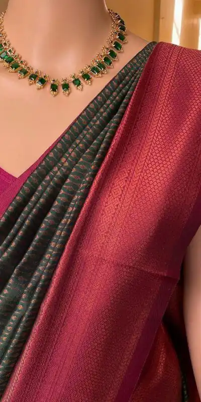 Green Lichi Silk Jacquard Border Lace Work Saree | Sarees, Bollywood Sarees, Creative Sarees, Designer Sarees, Embroidered Sarees, Ethnic Saree, Modern Digital sarees, Party Wear Sarees