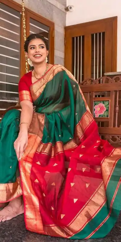 Green Lichi Silk Jacquard Border Saree | Sarees, Bollywood Sarees, Creative Sarees, Designer Sarees, Embroidered Sarees, Ethnic Saree, Modern Digital sarees, Party Wear Sarees
