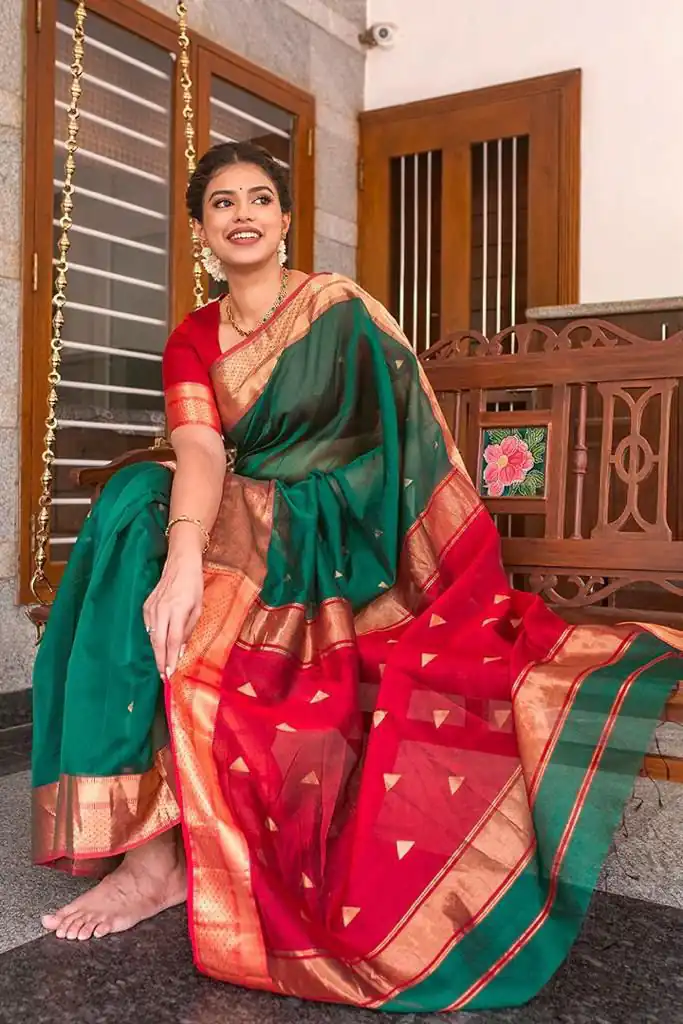 Green Lichi Silk Jacquard Border Saree | Sarees, Bollywood Sarees, Creative Sarees, Designer Sarees, Embroidered Sarees, Ethnic Saree, Modern Digital sarees, Party Wear Sarees