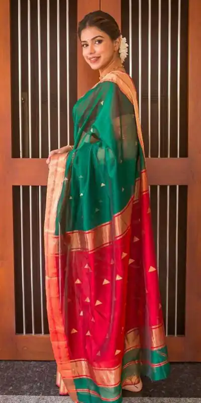 Green Lichi Silk Jacquard Border Saree | Sarees, Bollywood Sarees, Creative Sarees, Designer Sarees, Embroidered Sarees, Ethnic Saree, Modern Digital sarees, Party Wear Sarees