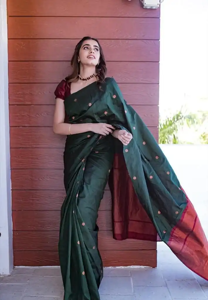 Green Lichi Silk Jacquard Saree | Sarees, Bollywood Sarees, Creative Sarees, Designer Sarees, Embroidered Sarees, Ethnic Saree, Modern Digital sarees, Party Wear Sarees