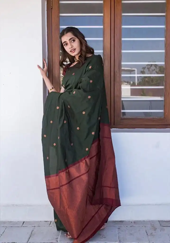 Green Lichi Silk Jacquard Saree | Sarees, Bollywood Sarees, Creative Sarees, Designer Sarees, Embroidered Sarees, Ethnic Saree, Modern Digital sarees, Party Wear Sarees