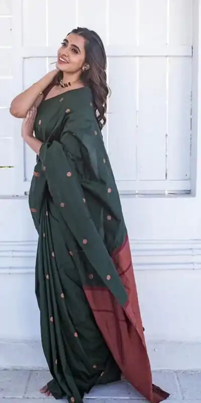 Green Lichi Silk Jacquard Saree | Sarees, Bollywood Sarees, Creative Sarees, Designer Sarees, Embroidered Sarees, Ethnic Saree, Modern Digital sarees, Party Wear Sarees
