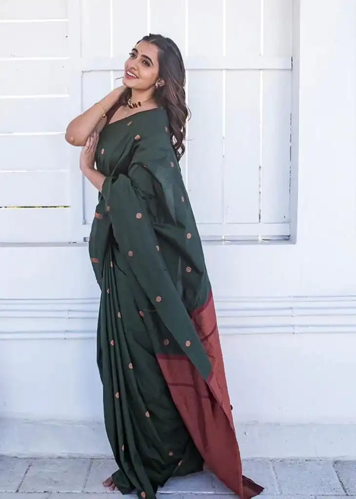 Green Lichi Silk Jacquard Saree | Sarees, Bollywood Sarees, Creative Sarees, Designer Sarees, Embroidered Sarees, Ethnic Saree, Modern Digital sarees, Party Wear Sarees