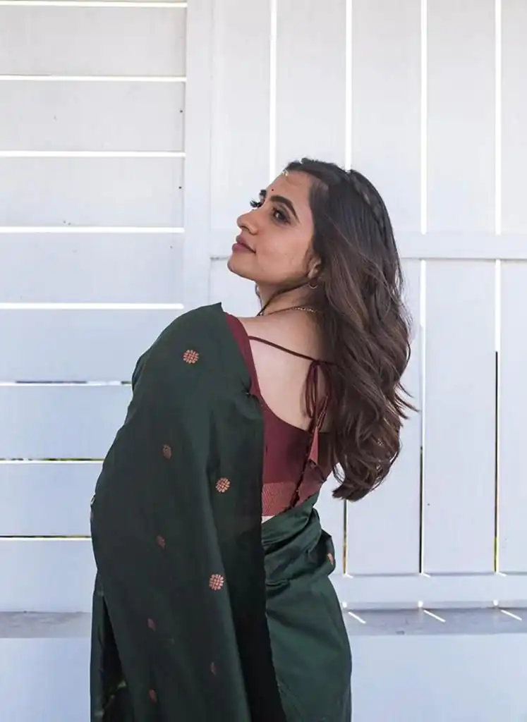 Green Lichi Silk Jacquard Saree | Sarees, Bollywood Sarees, Creative Sarees, Designer Sarees, Embroidered Sarees, Ethnic Saree, Modern Digital sarees, Party Wear Sarees