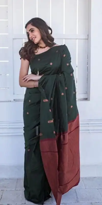 Green Lichi Silk Jacquard Saree | Sarees, Bollywood Sarees, Creative Sarees, Designer Sarees, Embroidered Sarees, Ethnic Saree, Modern Digital sarees, Party Wear Sarees