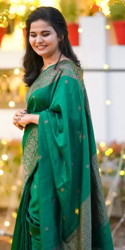 Green Lichi Silk Jacquard Work All Over Saree | Sarees, Bollywood Sarees, Creative Sarees, Designer Sarees, Embroidered Sarees, Ethnic Saree, Modern Digital sarees, Party Wear Sarees