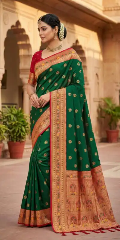 Green Meenakari Lace Zari Work Saree | Sarees, Bollywood Sarees, Creative Sarees, Designer Sarees, Embroidered Sarees, Ethnic Saree, Modern Digital sarees, Party Wear Sarees