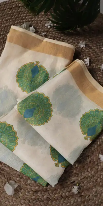 Green Onam Printed Saree | Sarees, Bollywood Sarees, Creative Sarees, Designer Sarees, Embroidered Sarees, Ethnic Saree, Modern Digital sarees, Party Wear Sarees