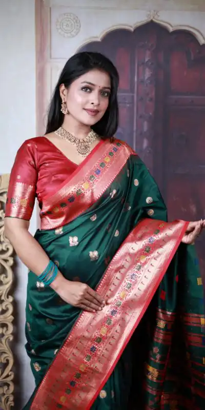 Green Paithani Ajanta Lotus With Lace Work Saree | Sarees, Bollywood Sarees, Creative Sarees, Designer Sarees, Embroidered Sarees, Ethnic Saree, Modern Digital sarees, Party Wear Sarees