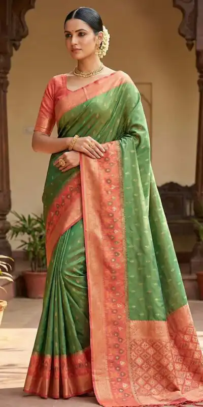 Green Pochampalli Silk Zari Work Saree | Sarees, Bollywood Sarees, Creative Sarees, Designer Sarees, Embroidered Sarees, Ethnic Saree, Modern Digital sarees, Party Wear Sarees