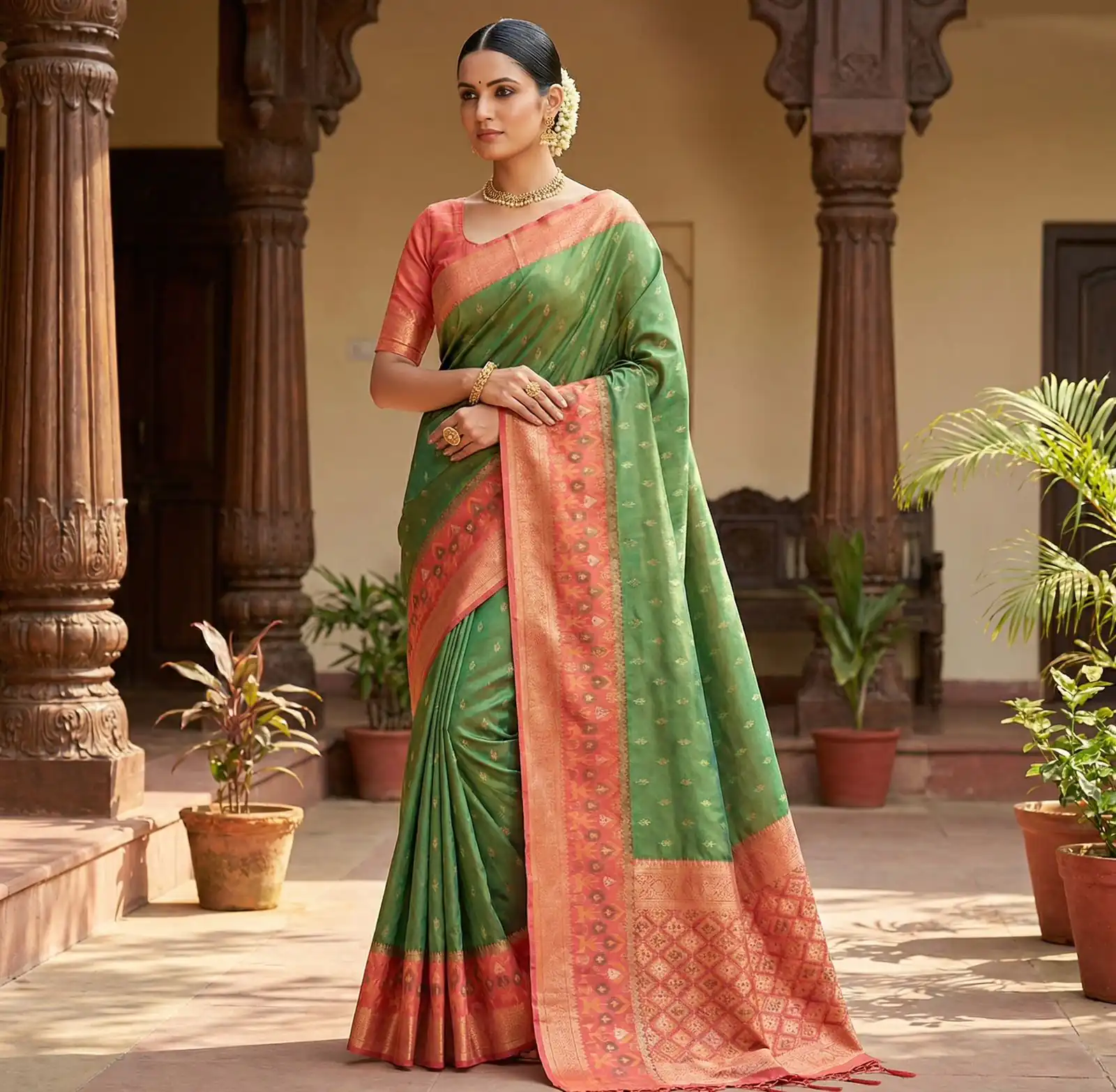 Green Pochampalli Silk Zari Work Saree | Sarees, Bollywood Sarees, Creative Sarees, Designer Sarees, Embroidered Sarees, Ethnic Saree, Modern Digital sarees, Party Wear Sarees