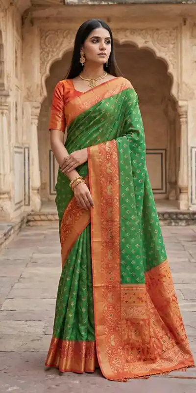 Green Pochampalli Silk Zari Woven Work Saree | Sarees, Bollywood Sarees, Creative Sarees, Designer Sarees, Embroidered Sarees, Ethnic Saree, Modern Digital sarees, Party Wear Sarees