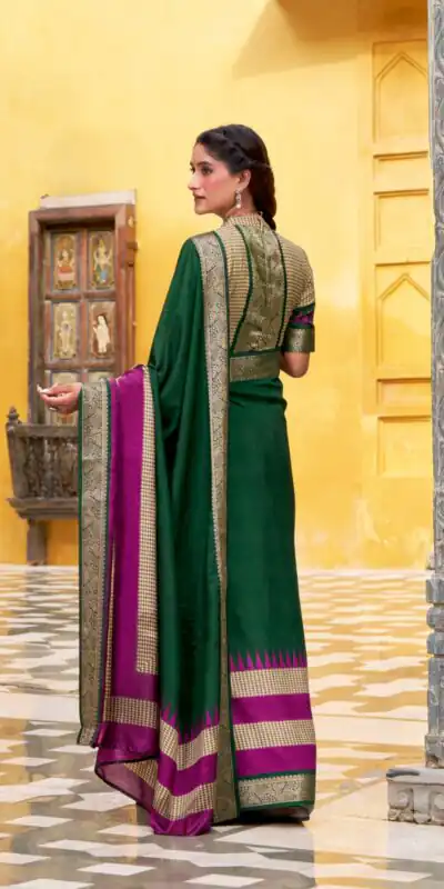 Green Poly Cotton Printed Zari Saree | Sarees, Bollywood Sarees, Creative Sarees, Designer Sarees, Embroidered Sarees, Ethnic Saree, Modern Digital sarees, Party Wear Sarees