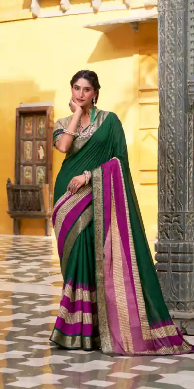 Green Poly Cotton Printed Zari Saree | Sarees, Bollywood Sarees, Creative Sarees, Designer Sarees, Embroidered Sarees, Ethnic Saree, Modern Digital sarees, Party Wear Sarees