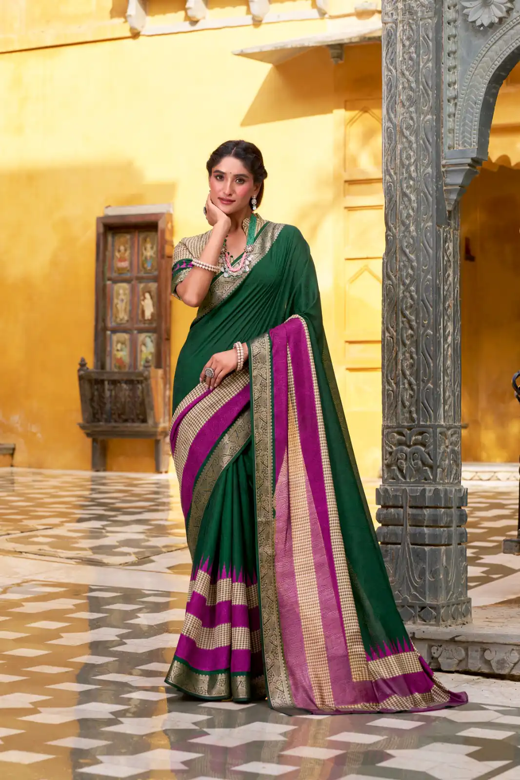 Green Poly Cotton Printed Zari Saree | Sarees, Bollywood Sarees, Creative Sarees, Designer Sarees, Embroidered Sarees, Ethnic Saree, Modern Digital sarees, Party Wear Sarees