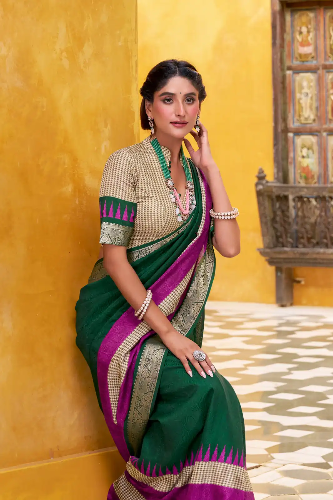 Green Poly Cotton Printed Zari Saree | Sarees, Bollywood Sarees, Creative Sarees, Designer Sarees, Embroidered Sarees, Ethnic Saree, Modern Digital sarees, Party Wear Sarees