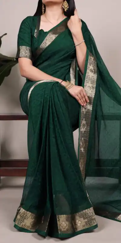 Green Poly Shimmer With Zari Work Saree | Sarees, Bollywood Sarees, Creative Sarees, Designer Sarees, Embroidered Sarees, Ethnic Saree, Modern Digital sarees, Party Wear Sarees