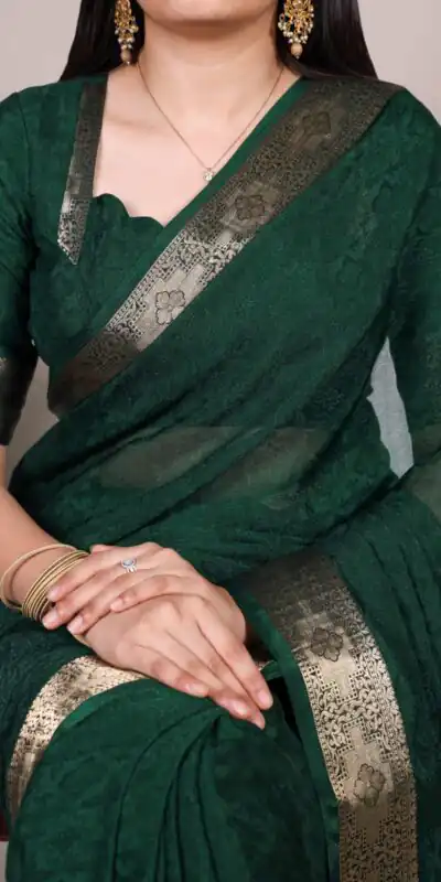 Green Poly Shimmer With Zari Work Saree | Sarees, Bollywood Sarees, Creative Sarees, Designer Sarees, Embroidered Sarees, Ethnic Saree, Modern Digital sarees, Party Wear Sarees