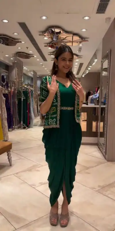 Green Printed Chinon With Lace Work Dhoti Suit | Jump Suits, Salwar suit, Casual Suits, Creative suits, Designer Suits, Palazzo Suits, Party Wear Suits, Patiala Suits, Straight Suits