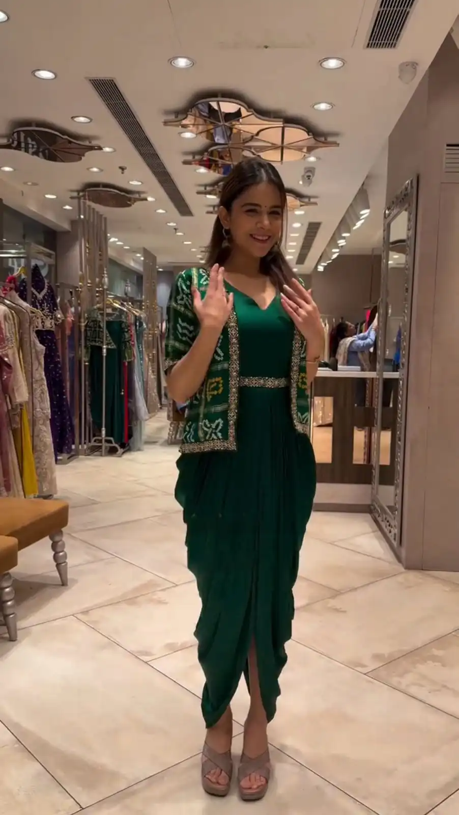 Green Printed Chinon With Lace Work Dhoti Suit | Jump Suits, Salwar suit, Casual Suits, Creative suits, Designer Suits, Palazzo Suits, Party Wear Suits, Patiala Suits, Straight Suits
