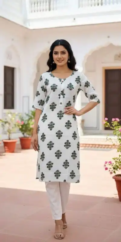 Green Rayon Print Kurti | Kurti, Bollywood Kurti, Creative Kurtis, Designer Kurti, Party Wear Kurti, Selfie Kurti