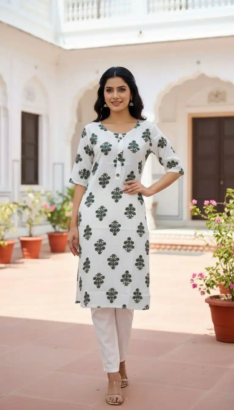 Green Rayon Print Kurti | Kurti, Bollywood Kurti, Creative Kurtis, Designer Kurti, Party Wear Kurti, Selfie Kurti