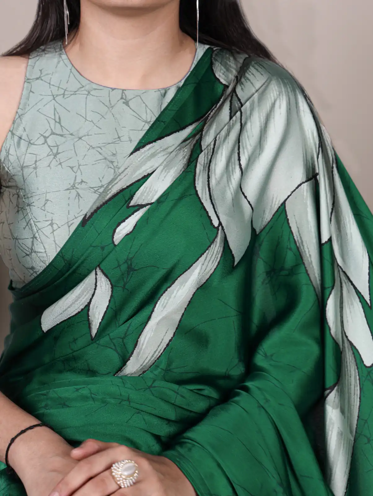 Green Satin Floral Printed Saree | Sarees, Bollywood Sarees, Creative Sarees, Designer Sarees, Embroidered Sarees, Ethnic Saree, Modern Digital sarees, Party Wear Sarees