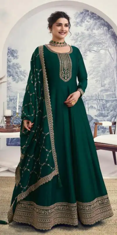 Green Silk Georgette with Embroidery Work Anarkal Suit | Anarkali Suits, Bollywood Anarkali, Creative-Anarkali, Designer Anarkali, Embroidered Anarkali, Party Wear Anarkali