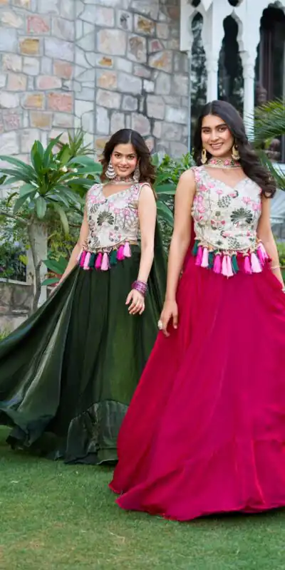 Green Simar Tissue Silk Thread Work Lehenga Choli | Lehenga, Bollywood Lehenga, Creative Lehenga, Designer Lehenga, Embroidered Lehenga, Party Wear Lehenga