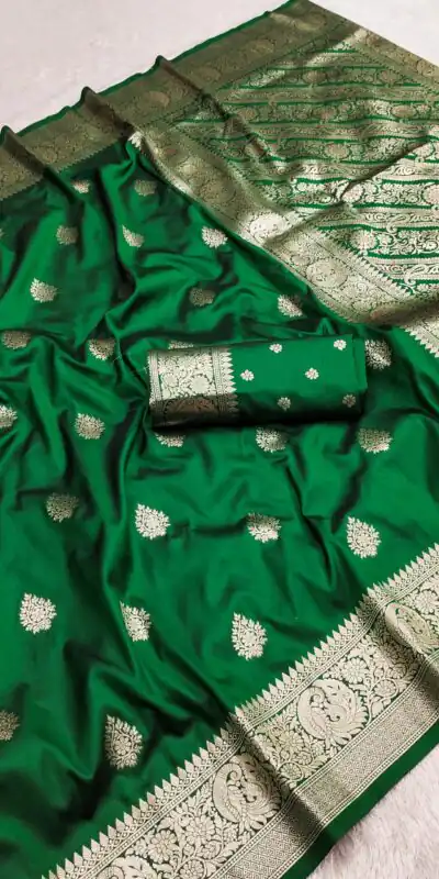 Green Soft Banarasi Cotton Silk Zari Work Saree | Sarees, Bollywood Sarees, Creative Sarees, Designer Sarees, Embroidered Sarees, Ethnic Saree, Modern Digital sarees, Party Wear Sarees