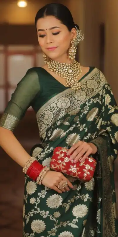 Green Soft Lichi Silk All Over Work Saree | Sarees, Bollywood Sarees, Creative Sarees, Designer Sarees, Embroidered Sarees, Ethnic Saree, Modern Digital sarees, Party Wear Sarees