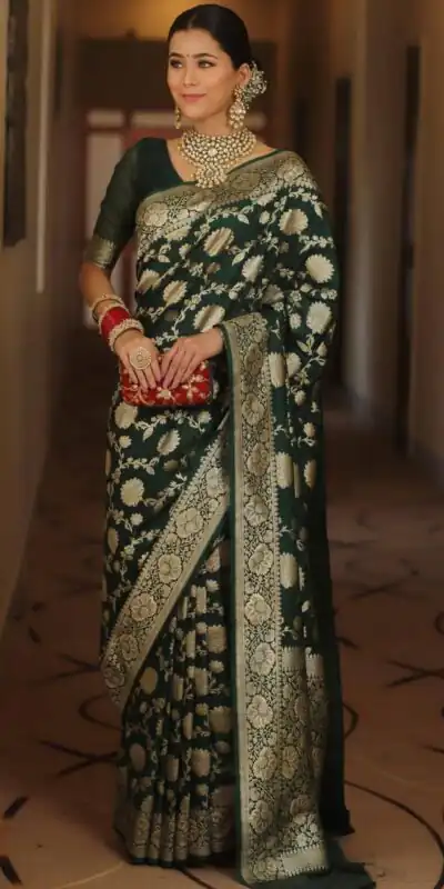 Green Soft Lichi Silk All Over Work Saree | Sarees, Bollywood Sarees, Creative Sarees, Designer Sarees, Embroidered Sarees, Ethnic Saree, Modern Digital sarees, Party Wear Sarees