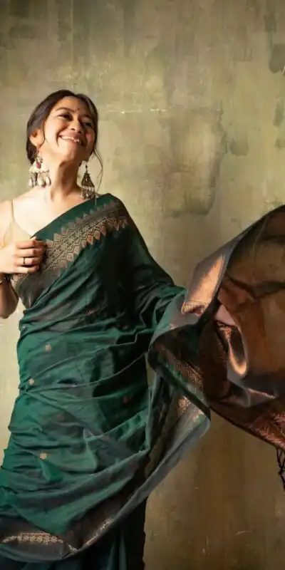Green Soft Lichi Silk Border Lace Saree | Sarees, Bollywood Sarees, Creative Sarees, Designer Sarees, Embroidered Sarees, Ethnic Saree, Modern Digital sarees, Party Wear Sarees