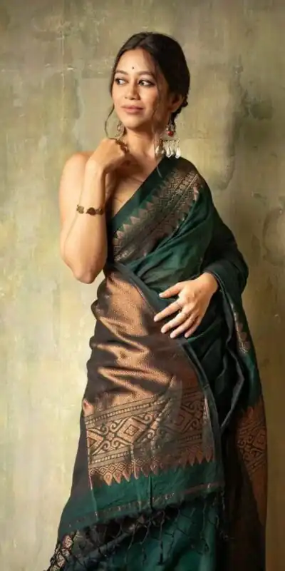Green Soft Lichi Silk Border Lace Saree | Sarees, Bollywood Sarees, Creative Sarees, Designer Sarees, Embroidered Sarees, Ethnic Saree, Modern Digital sarees, Party Wear Sarees