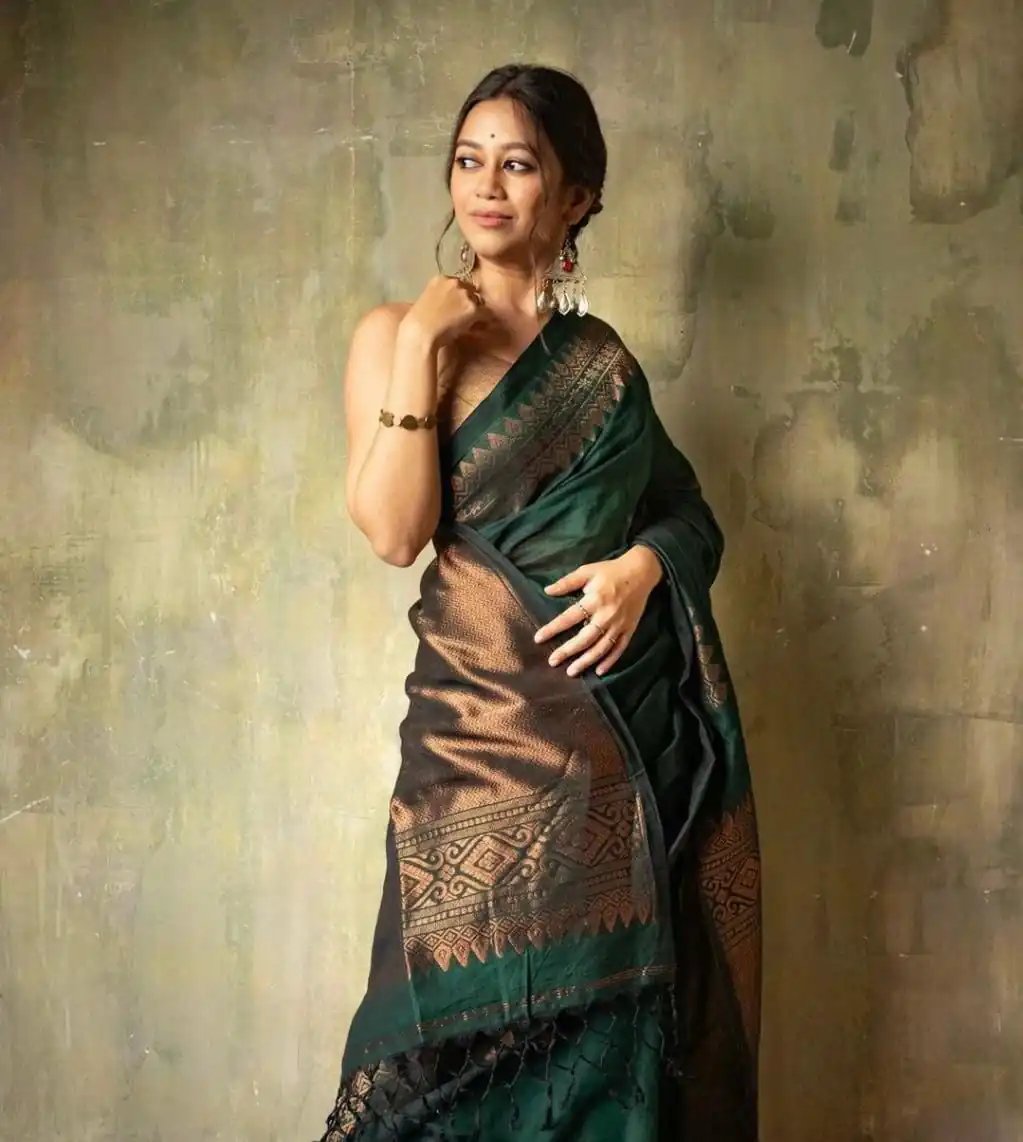 Green Soft Lichi Silk Border Lace Saree | Sarees, Bollywood Sarees, Creative Sarees, Designer Sarees, Embroidered Sarees, Ethnic Saree, Modern Digital sarees, Party Wear Sarees