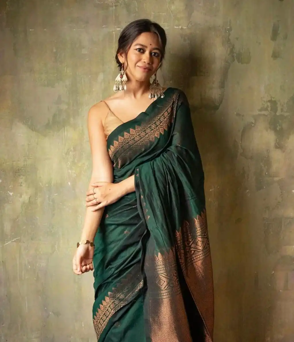 Green Soft Lichi Silk Border Lace Saree | Sarees, Bollywood Sarees, Creative Sarees, Designer Sarees, Embroidered Sarees, Ethnic Saree, Modern Digital sarees, Party Wear Sarees