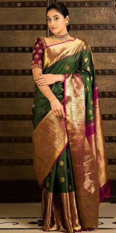 Green Soft Lichi Silk On All Over Border Saree | Sarees, Bollywood Sarees, Creative Sarees, Designer Sarees, Embroidered Sarees, Ethnic Saree, Modern Digital sarees, Party Wear Sarees