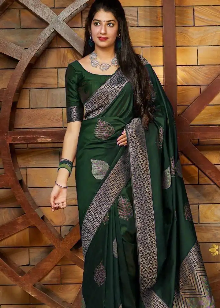 Green Soft Lichi Silk Saree | Sarees, Bollywood Sarees, Creative Sarees, Designer Sarees, Embroidered Sarees, Ethnic Saree, Modern Digital sarees, Party Wear Sarees