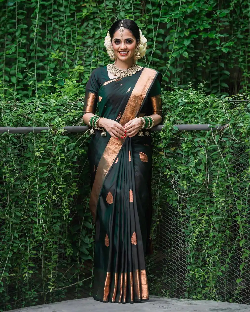 Green Soft Lichi Silk With Jacquard Saree | Sarees, Bollywood Sarees, Creative Sarees, Designer Sarees, Embroidered Sarees, Ethnic Saree, Modern Digital sarees, Party Wear Sarees
