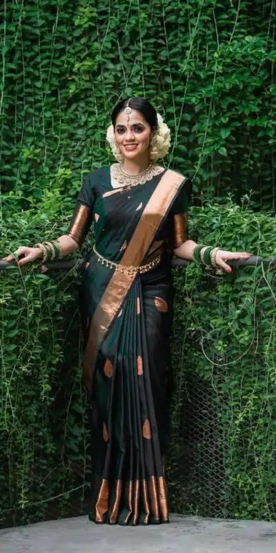 Green Soft Lichi Silk With Jacquard Saree | Sarees, Bollywood Sarees, Creative Sarees, Designer Sarees, Embroidered Sarees, Ethnic Saree, Modern Digital sarees, Party Wear Sarees