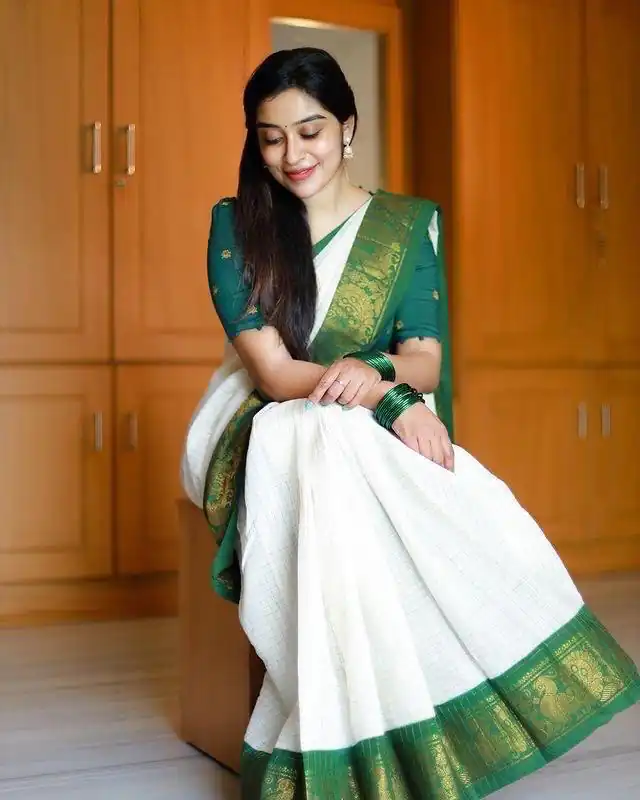 Green Soft Lichi Silk With Lace Saree | Sarees, Bollywood Sarees, Creative Sarees, Designer Sarees, Embroidered Sarees, Ethnic Saree, Modern Digital sarees, Party Wear Sarees