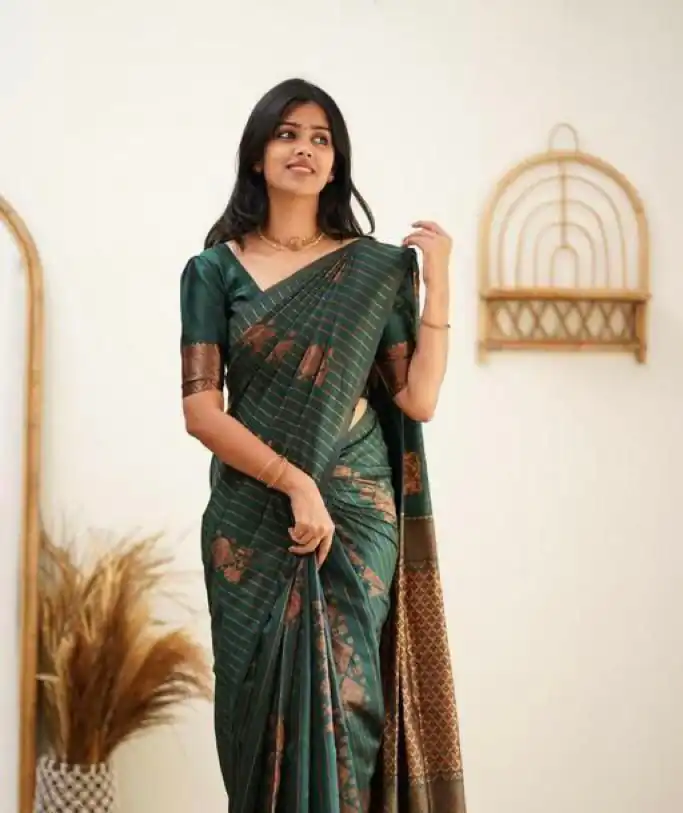 Green Soft Lichi Silk With Lace Work Saree | Sarees, Bollywood Sarees, Creative Sarees, Designer Sarees, Embroidered Sarees, Ethnic Saree, Modern Digital sarees, Party Wear Sarees