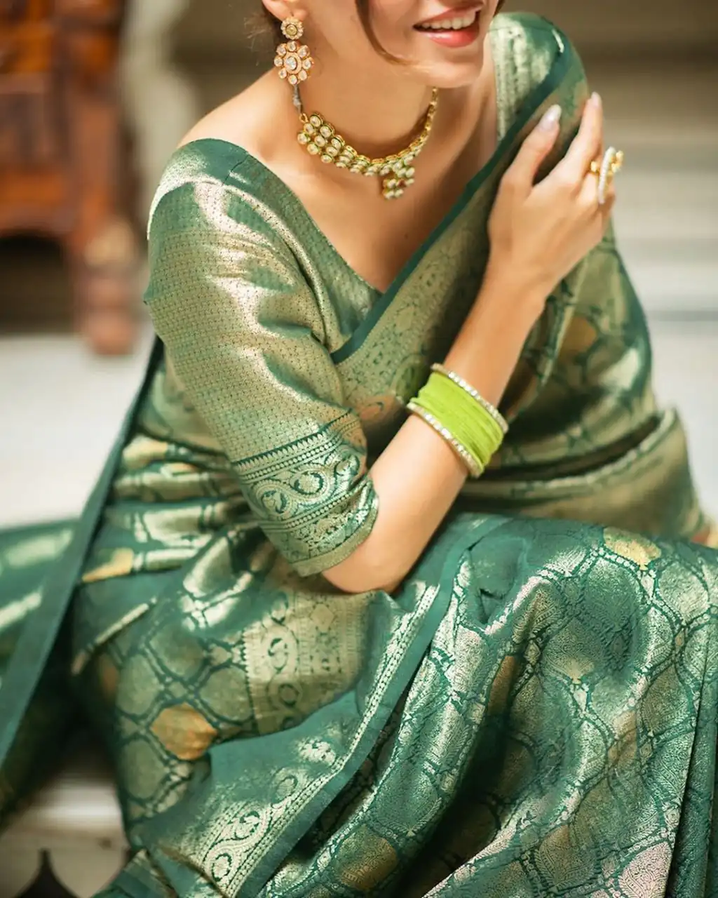 Green Soft Lichi With Jacquard Work Silk Saree | Sarees, Bollywood Sarees, Creative Sarees, Designer Sarees, Embroidered Sarees, Ethnic Saree, Modern Digital sarees, Party Wear Sarees