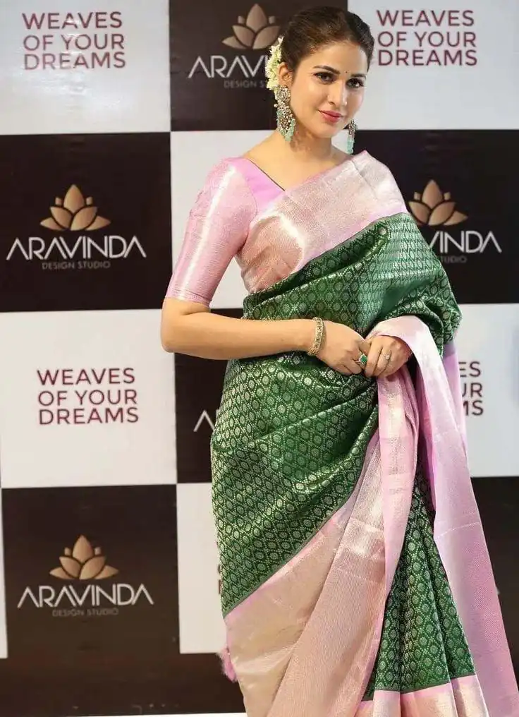 Green Soft Litchi Silk Jacquard Saree | Sarees, Bollywood Sarees, Creative Sarees, Designer Sarees, Embroidered Sarees, Ethnic Saree, Modern Digital sarees, Party Wear Sarees