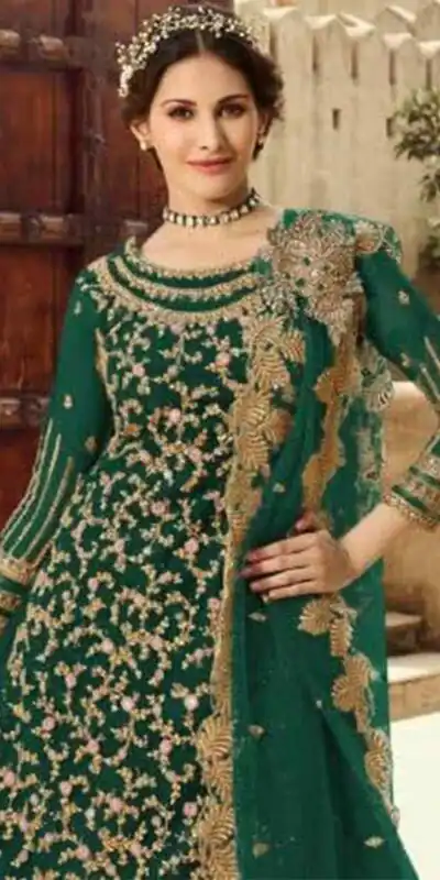 Green Soft Net With Embroidery Work Salwar Suit | Jump Suits, Salwar suit, Casual Suits, Creative suits, Designer Suits, Palazzo Suits, Party Wear Suits, Patiala Suits, Straight Suits