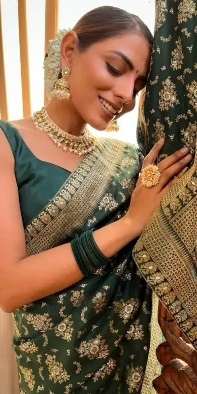 Green Soft Silk Jacquard All Over Work Saree | Sarees, Bollywood Sarees, Creative Sarees, Designer Sarees, Embroidered Sarees, Ethnic Saree, Modern Digital sarees, Party Wear Sarees