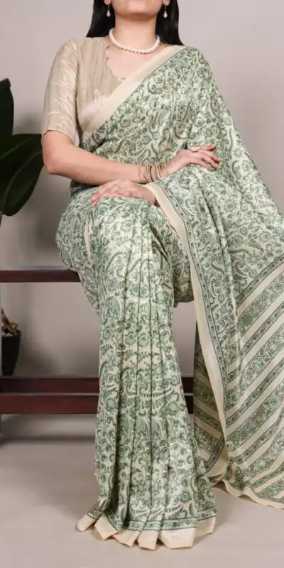Green Taser Silk With Printed Work Saree | Sarees, Bollywood Sarees, Creative Sarees, Designer Sarees, Embroidered Sarees, Ethnic Saree, Modern Digital sarees, Party Wear Sarees