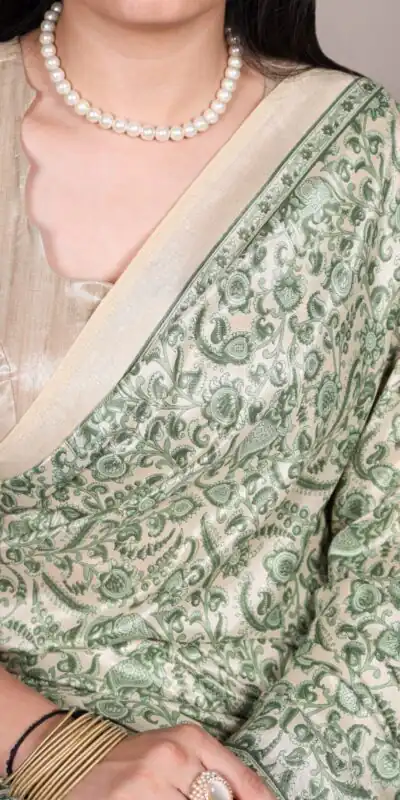 Green Taser Silk With Printed Work Saree | Sarees, Bollywood Sarees, Creative Sarees, Designer Sarees, Embroidered Sarees, Ethnic Saree, Modern Digital sarees, Party Wear Sarees